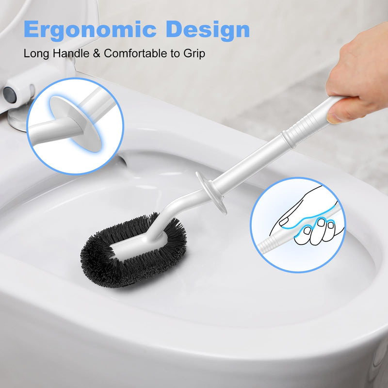 Toilet Bowl Brush Holder Set: Curved Design with Holder for Deep Cleaning Under Rim