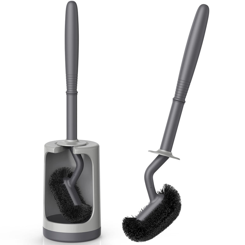 Toilet Bowl Brush Holder Set: Curved Design with Holder for Deep Cleaning Under Rim