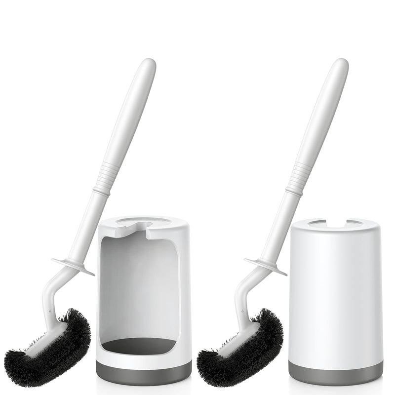 Toilet Bowl Brush Holder Set: Curved Design with Holder for Deep Cleaning Under Rim