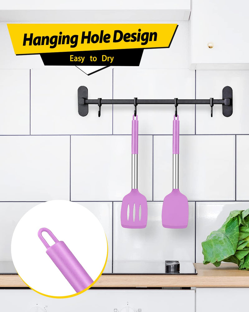 Pack of 2 Silicone Solid Turner,Non Stick Slotted Kitchen Spatulas