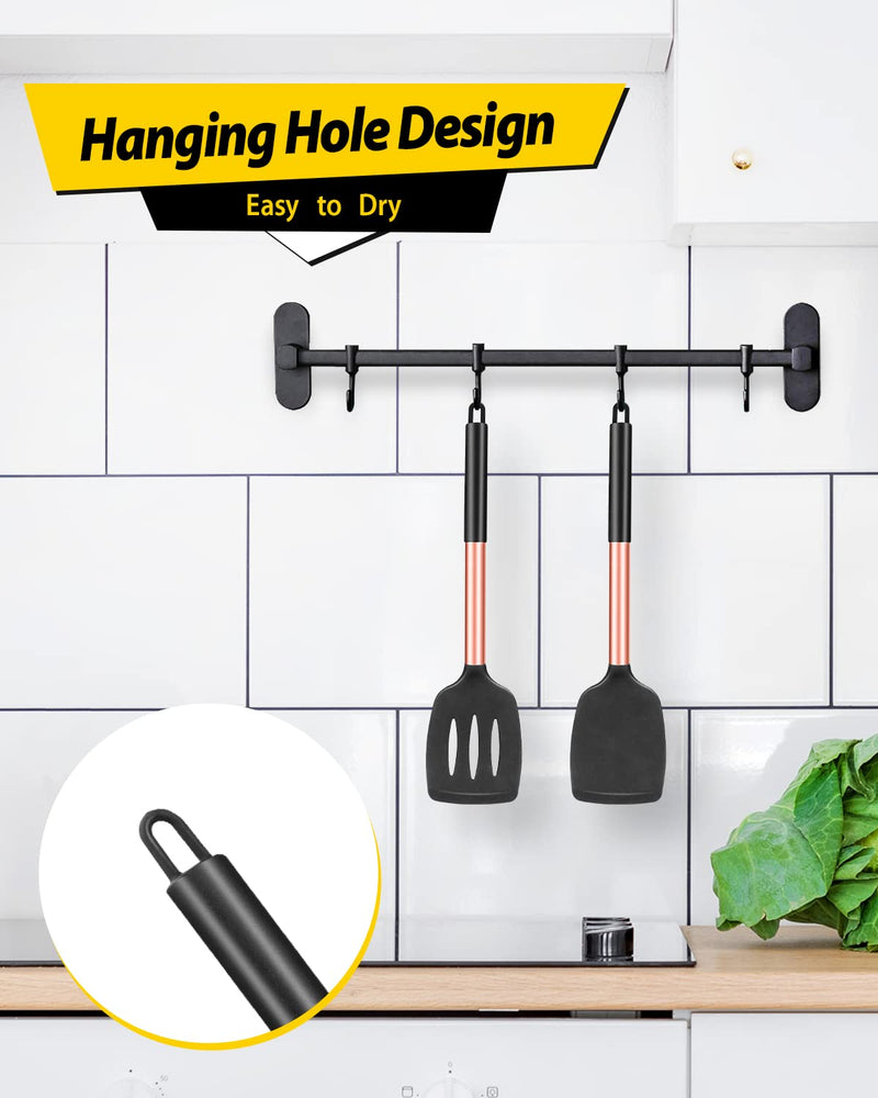 Pack of 2 Silicone Solid Turner,Non Stick Slotted Kitchen Spatulas