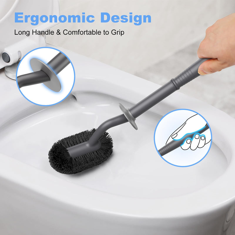 Toilet Bowl Brush Holder Set: Curved Design with Holder for Deep Cleaning Under Rim