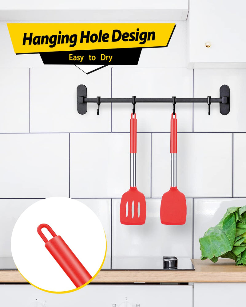 Pack of 2 Silicone Solid Turner,Non Stick Slotted Kitchen Spatulas