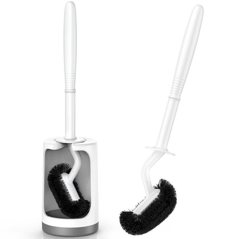 Toilet Bowl Brush Holder Set: Curved Design with Holder for Deep Cleaning Under Rim