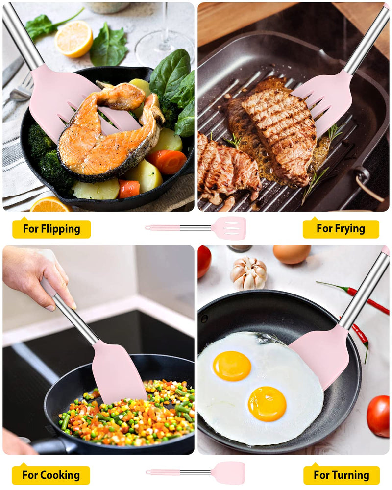 Pack of 2 Silicone Solid Turner,Non Stick Slotted Kitchen Spatulas