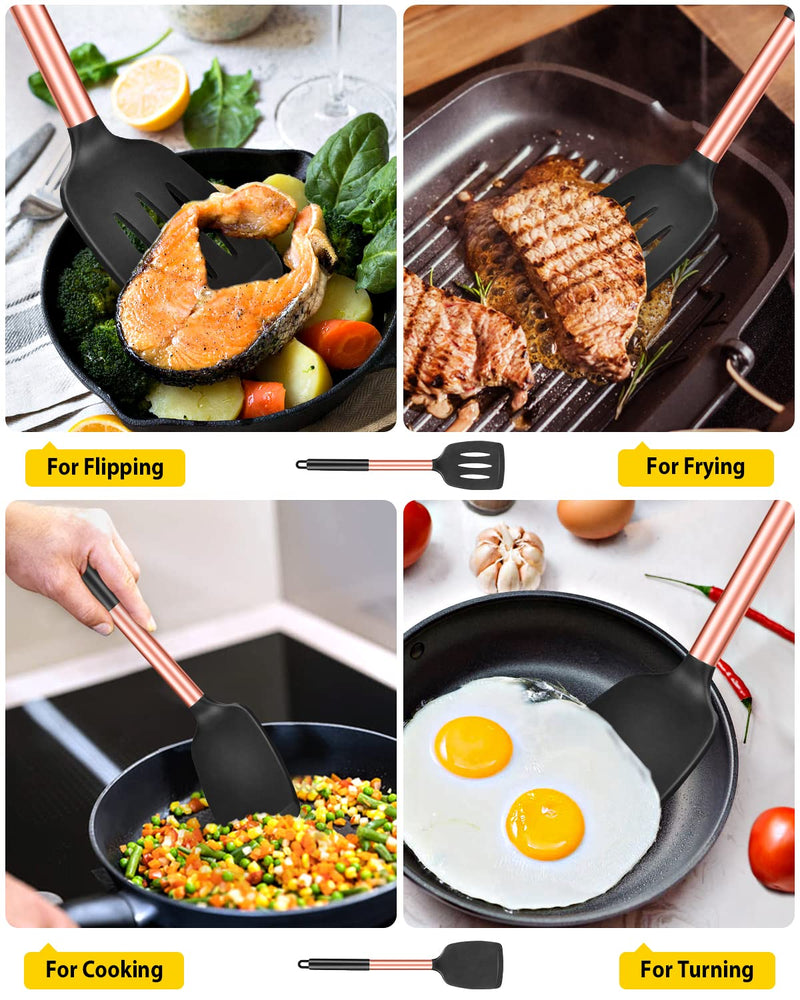 Pack of 2 Silicone Solid Turner,Non Stick Slotted Kitchen Spatulas