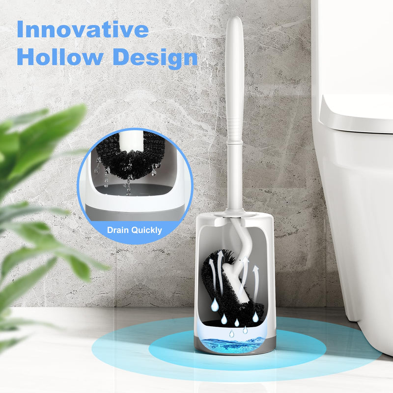 Toilet Bowl Brush Holder Set: Curved Design with Holder for Deep Cleaning Under Rim